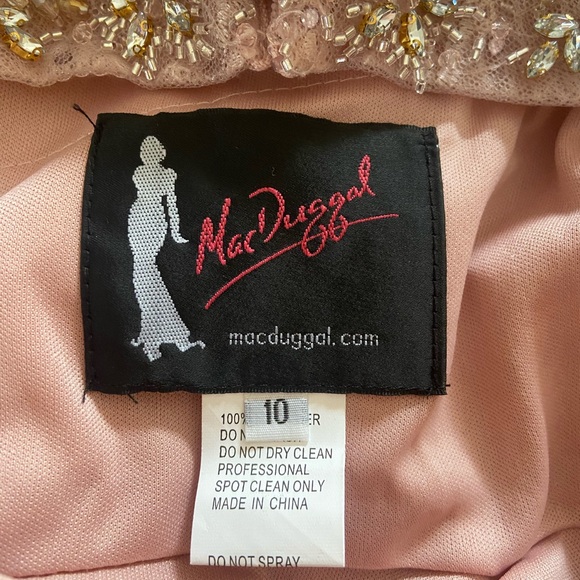 Mac Duggal Size 10 Blush Pink Beaded Floral Lace Midi Dress NWT Formal Cocktail - Picture 10 of 15
